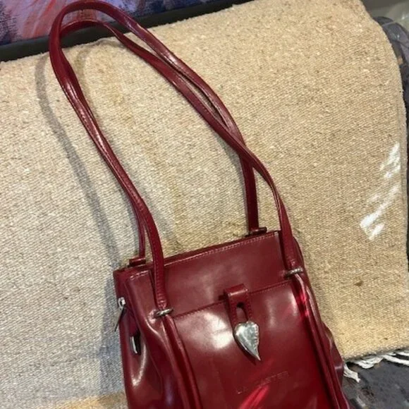 LANCASTER PARIS Deep Red Leather Designer PURSE - Picture 6 of 12